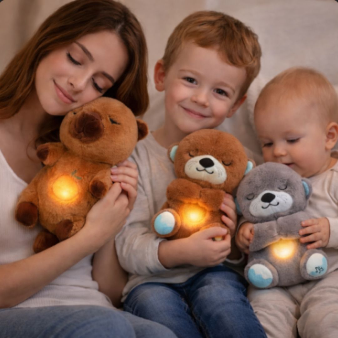 PELUCHES CAPIBARA & NUTRIAS : Respiran, con música suave y luz tenue.